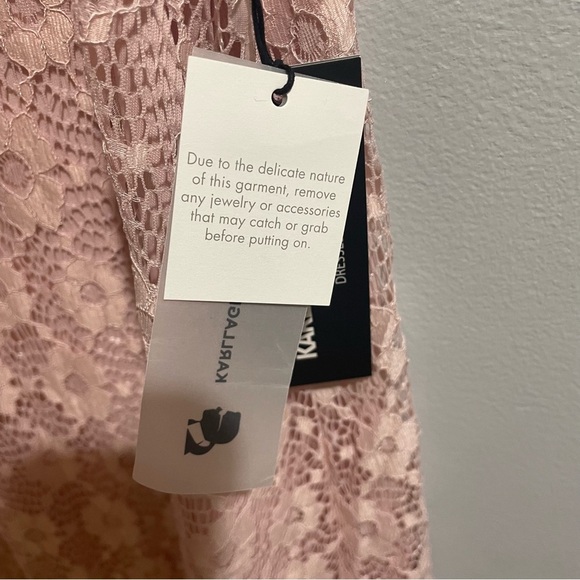 Karl Lagerfeld Paris Blush Pink sleeveless lace dress 10 pearl collar DEFECT - Picture 6 of 12